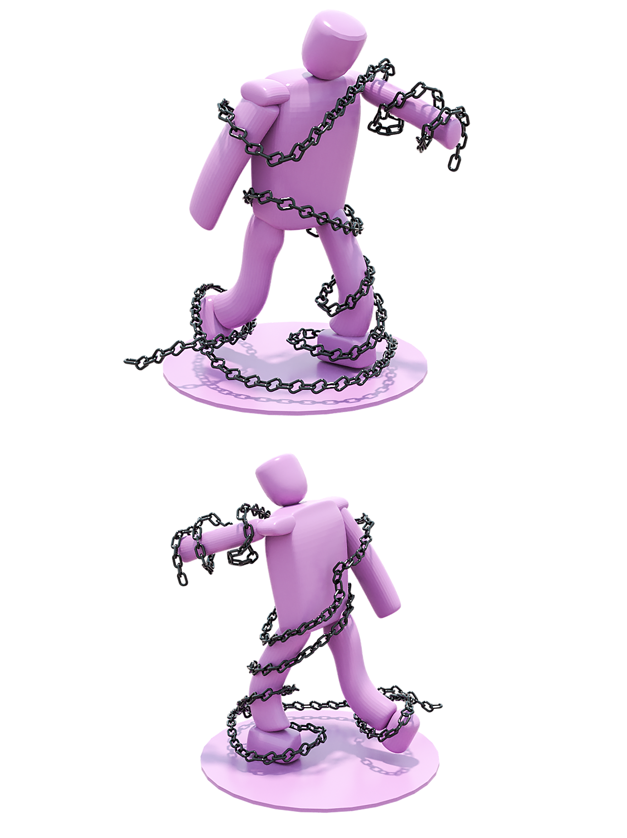 原创3D人体铁链枷锁建模