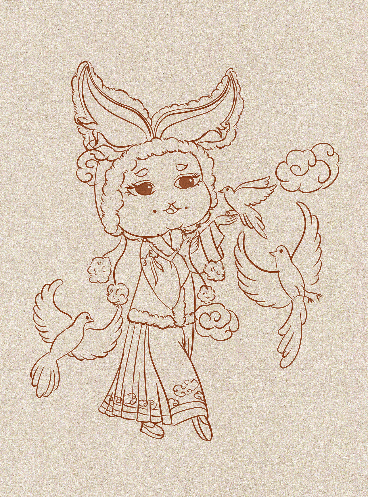 国风ip有兔来啦！~喜上眉梢和花开富贵（图ZMzI0MjQ0Mzky） - 商业插画 - 站酷设计师米山有鱼mi原创素材 - 站酷ZCOOL