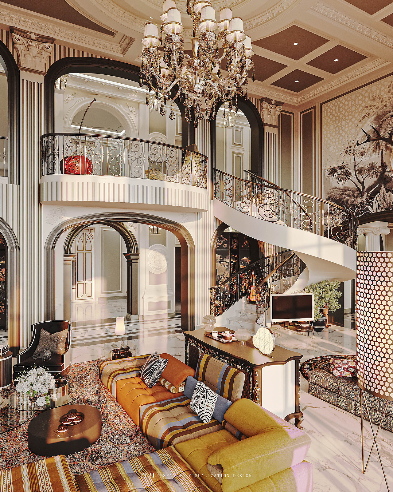 美式别墅丨 而川视觉（图ZMzI2NDIyMzQ4） - 商业空间设计 - 站酷设计师而川视觉原创素材 - 站酷ZCOOL