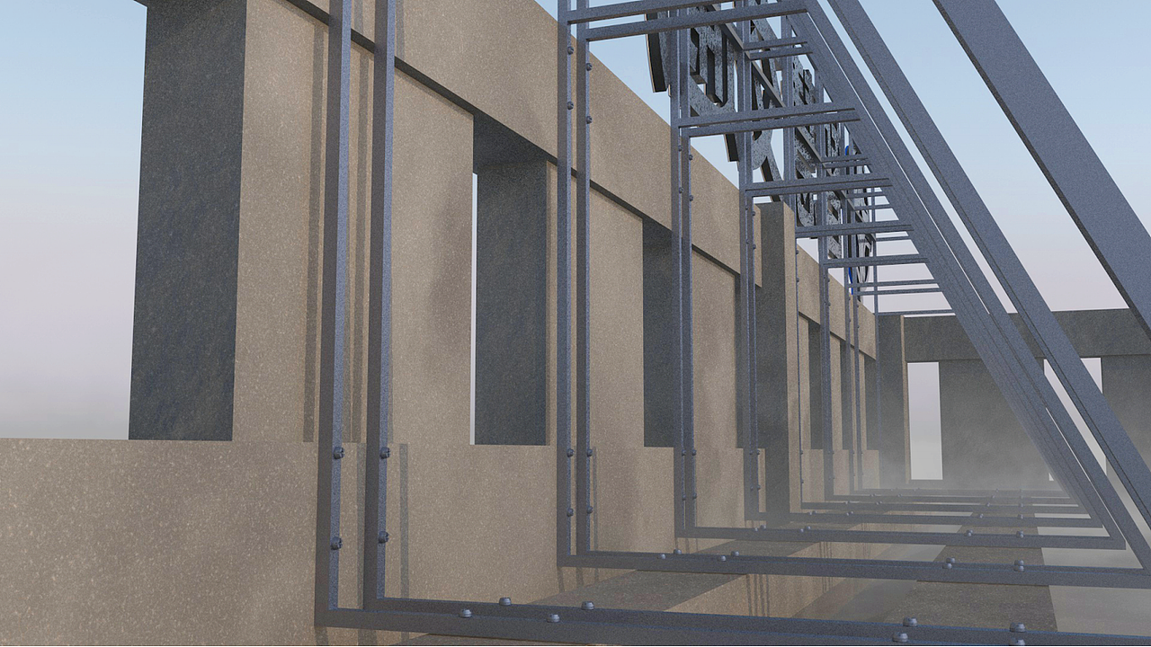 户外楼顶大型发光字广告牌钢结构深化设计CAD施工蓝图