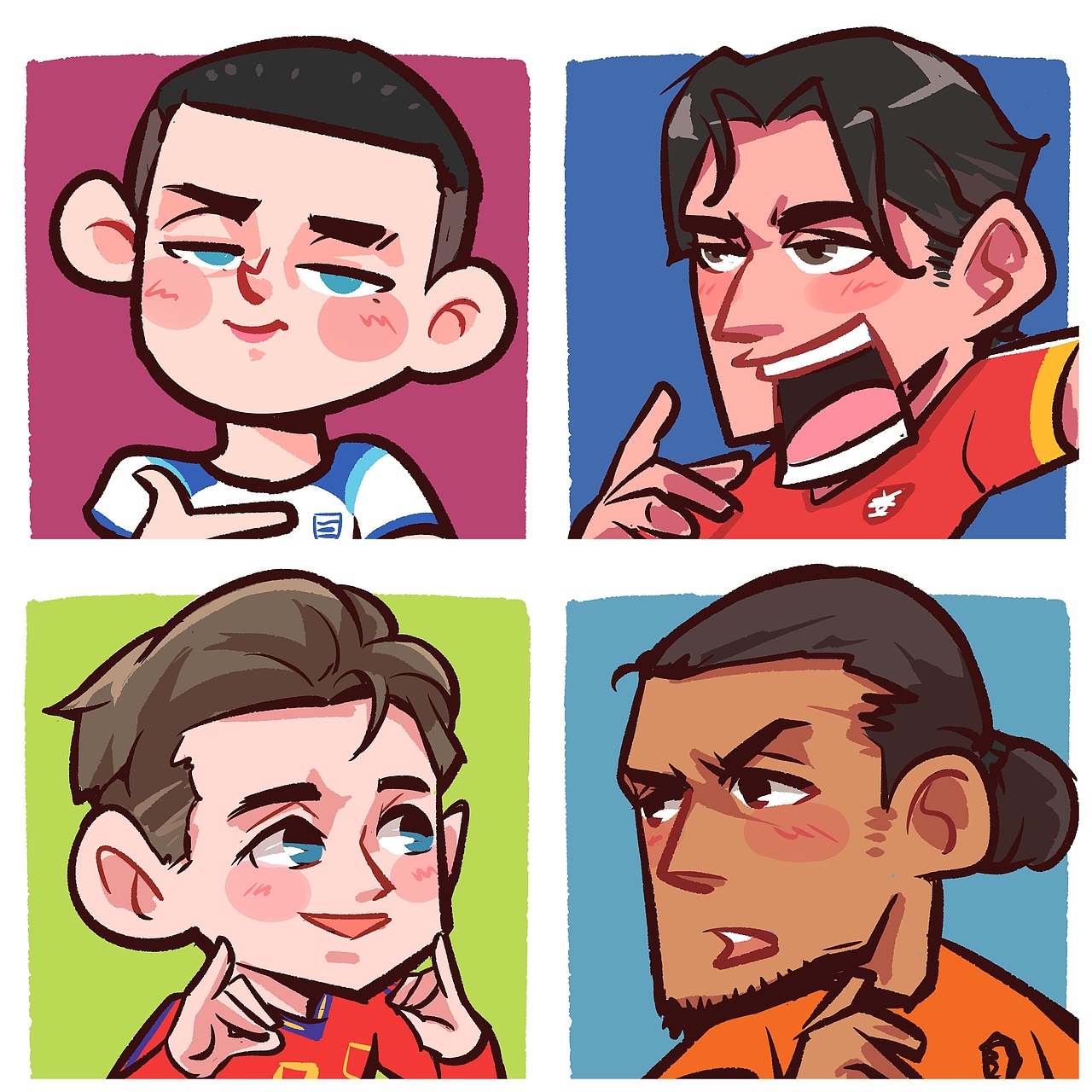 手绘世界杯q版球星头像