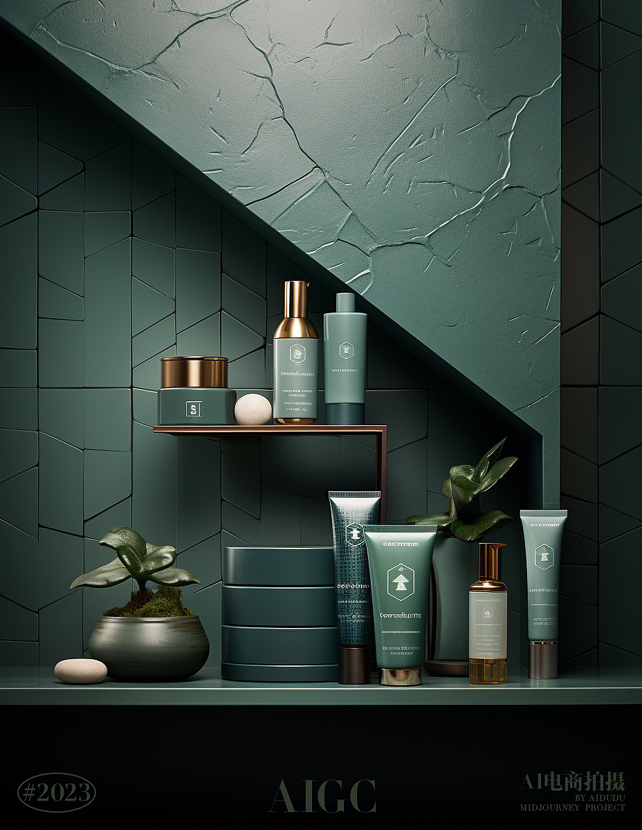 AI产品摄影｜护肤品绿色系场景（图ZMzQ4MjU4ODMy） - 产品摄影 - 站酷设计师aidudu原创素材 - 站酷ZCOOL