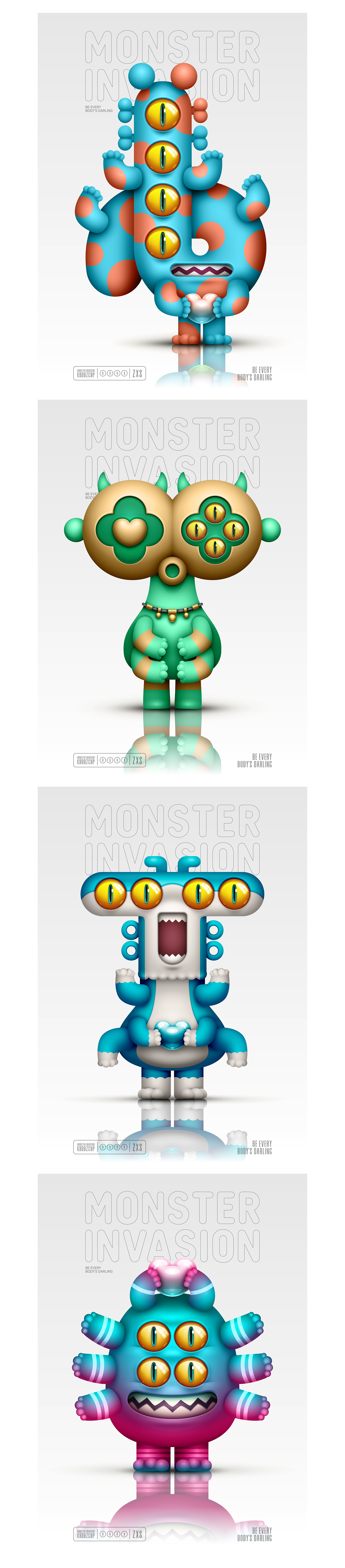 “怪兽入侵” MONSTER INVASION 怪兽家族IP设计
