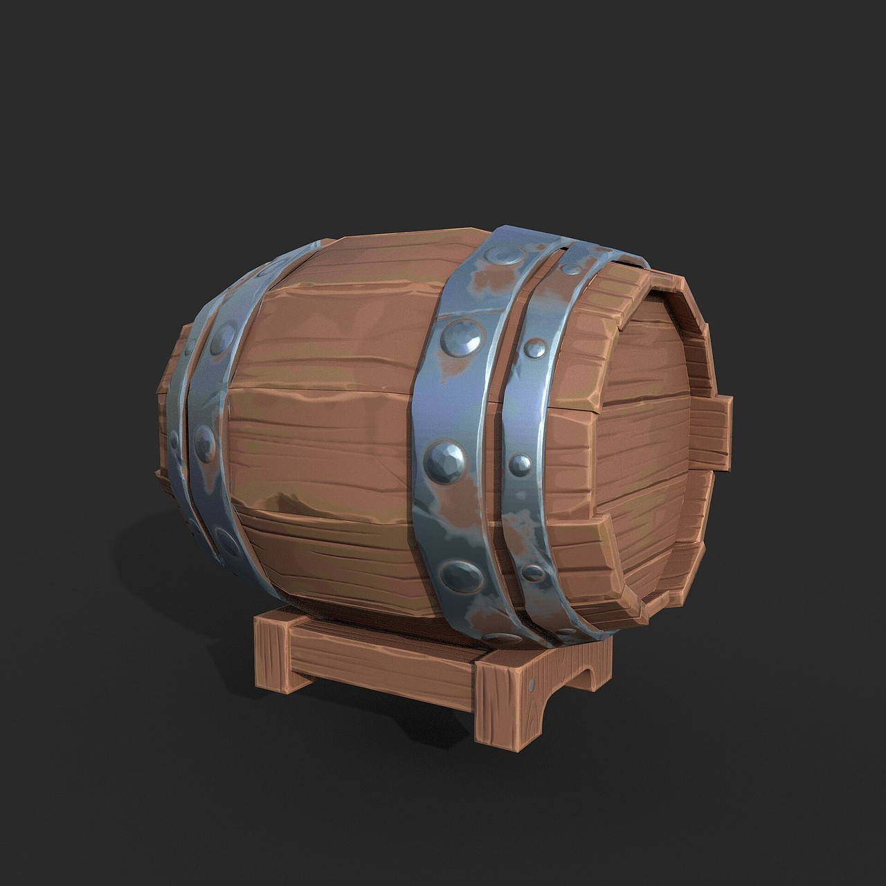 风格化材质酒桶 | 3D模型练习