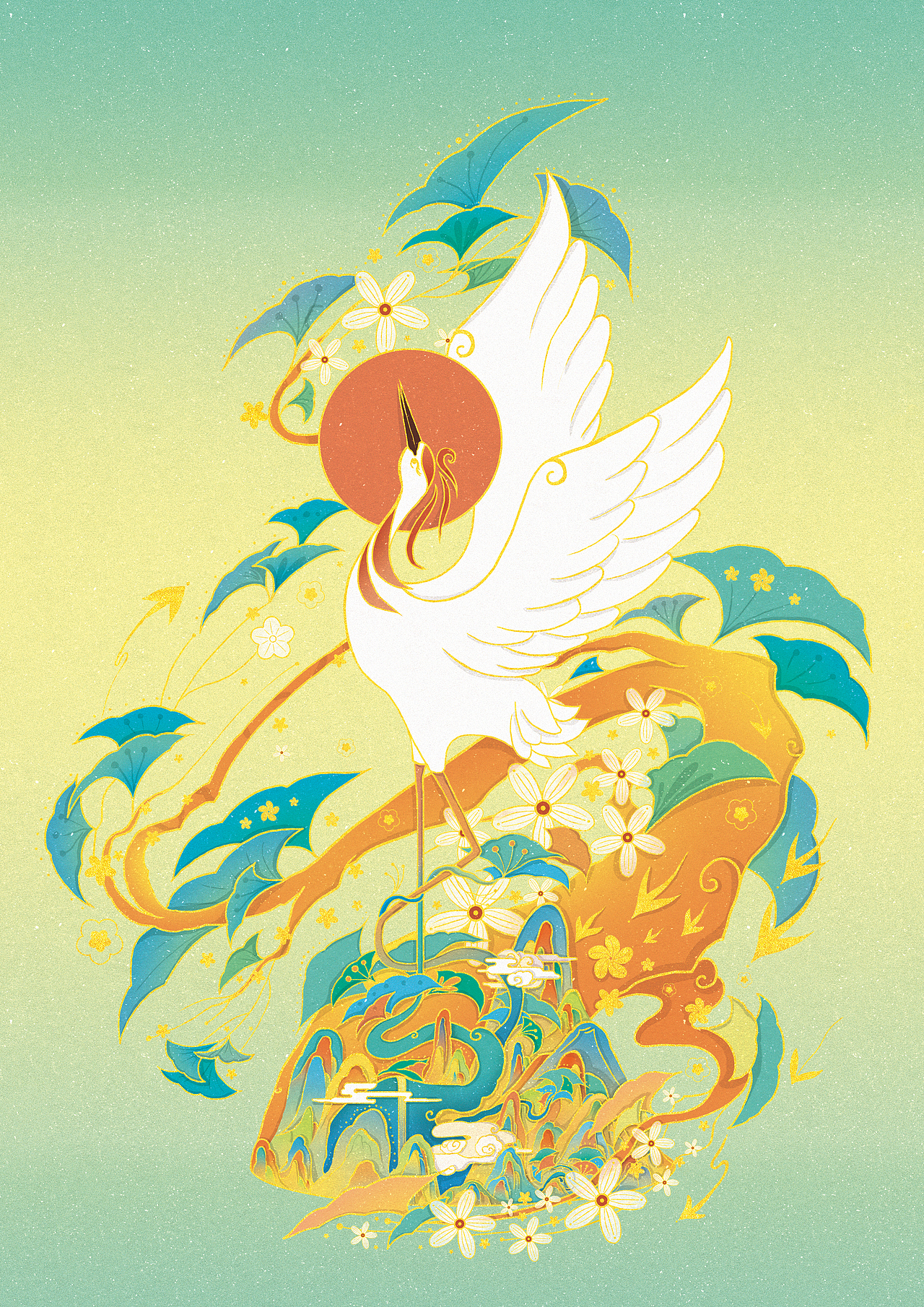 [ 国风插画 ] 秘涧闻鹤 有云依（图ZMzA5MDkzMzk2） - 商业插画 - 站酷设计师飞想飞原创素材 - 站酷ZCOOL