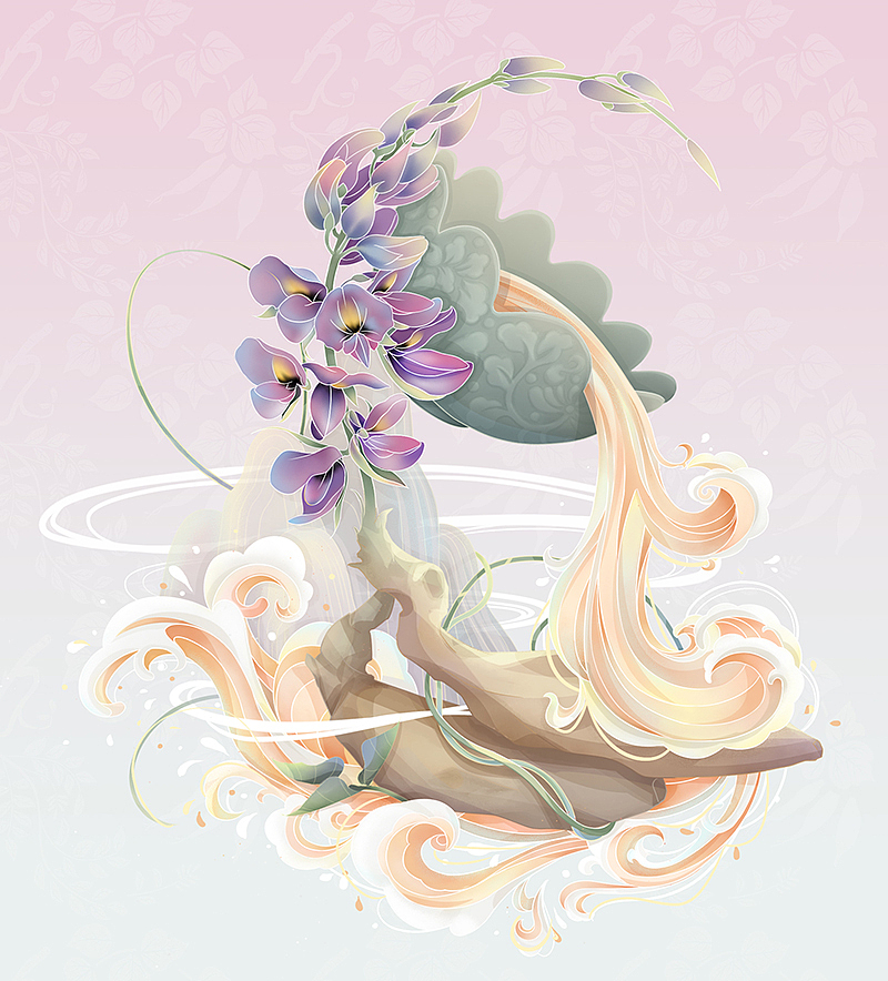 葛根粉国风包装插画设计