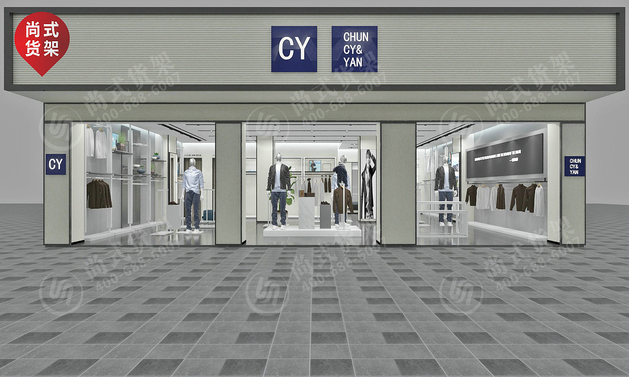 铝柱带灯边柜定制侧灯单层靠墙高架男装厂出售