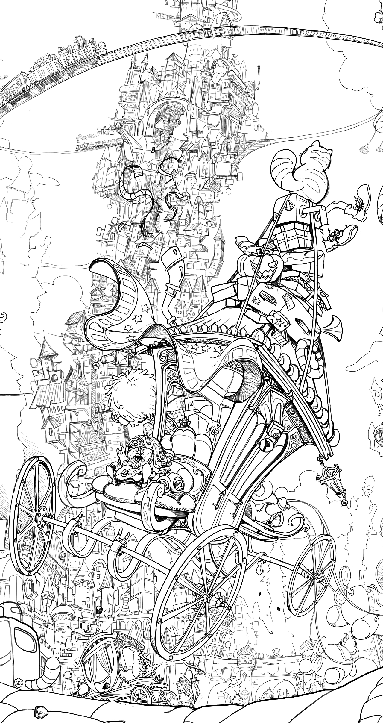 《不可思议的梦—下城区》插画草图和线稿（图ZMzA5MDkxODA4） - 儿童插画 - 站酷设计师肥猫牛奶原创素材 - 站酷ZCOOL