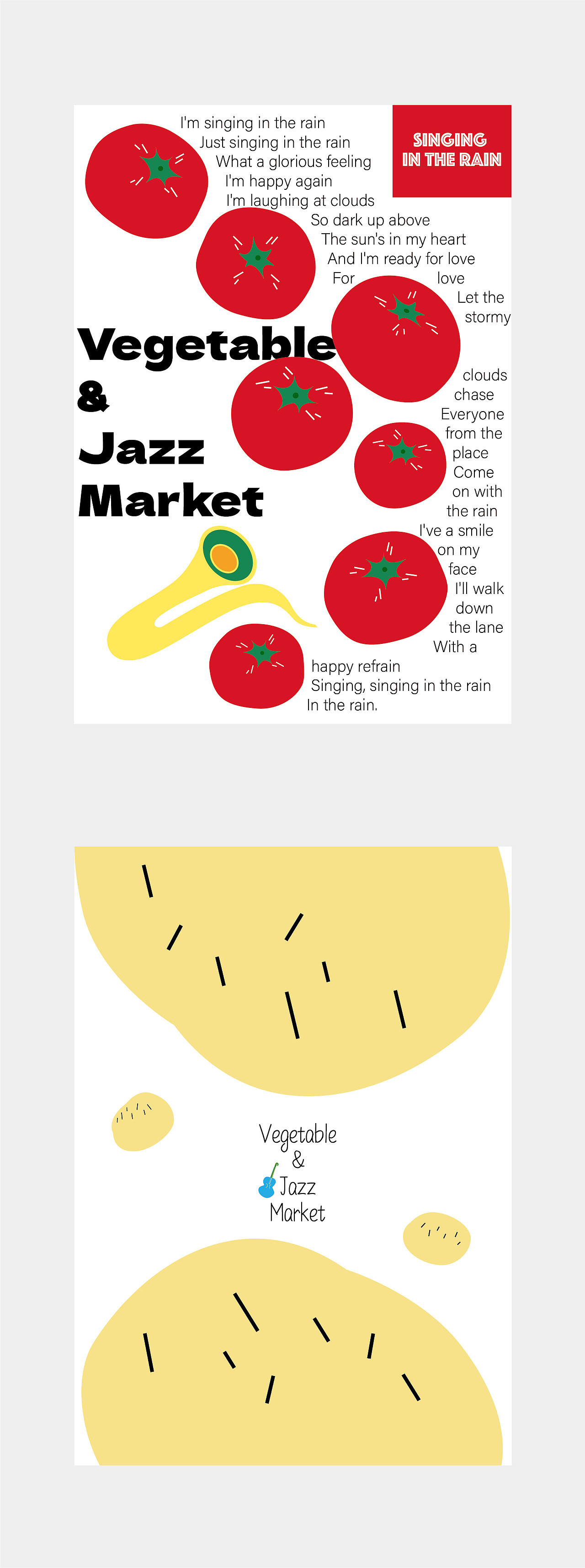 【平面练习】爵士与蔬菜的市集（图ZMzA0MDI3MjU2） - 海报 - 站酷设计师makigugugu原创素材 - 站酷ZCOOL