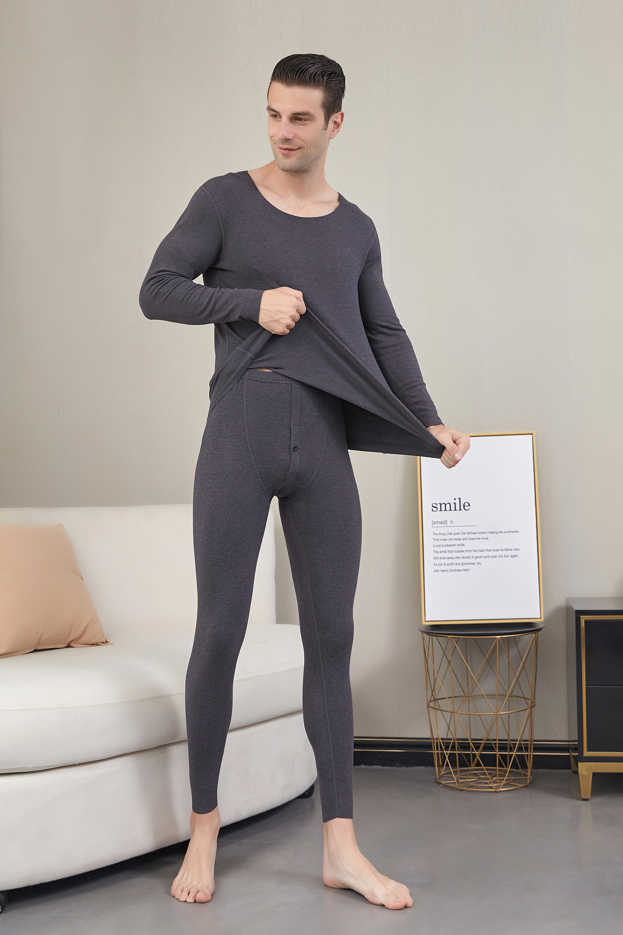 义乌男士保暖内衣实景图拍摄