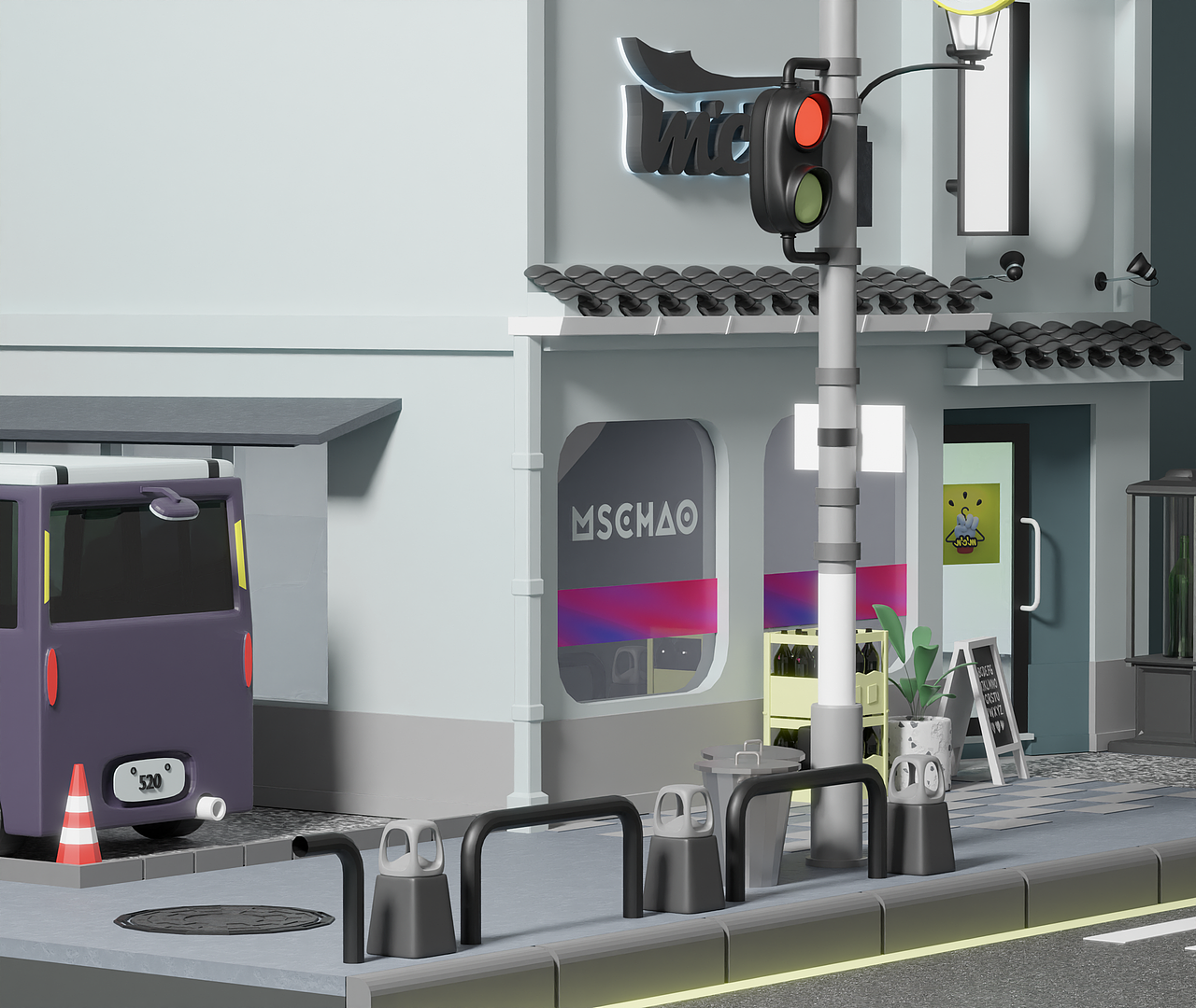 [blender]-街道场景建模练习（图ZMzE5NjA3Njk2） - 场景 - 站酷设计师mschao原创素材 - 站酷ZCOOL