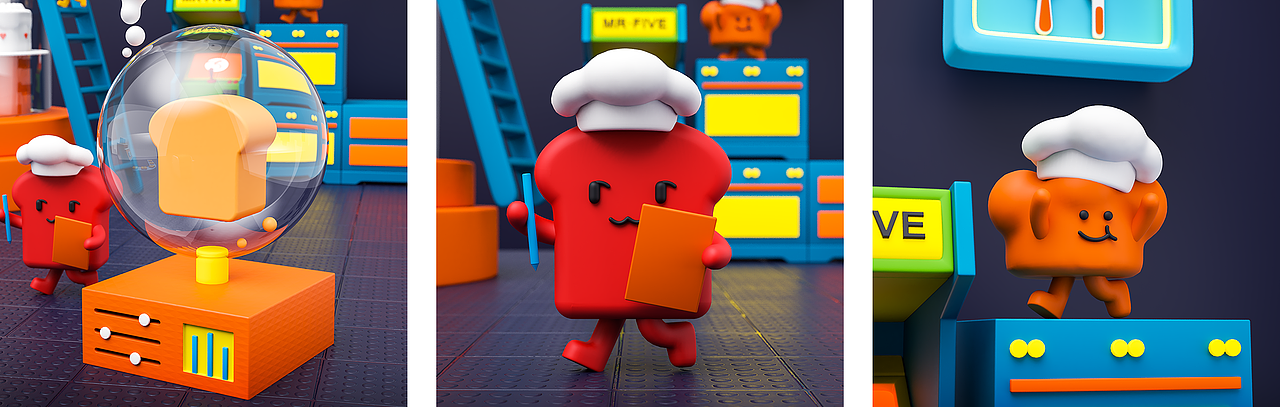 MR·FIVE伍氏面包丨C4D IP角色+蛋糕盒包装展示（图ZMzA0ODU1NTM2） - 人物/生物 - 站酷设计师雅痞浩浩原创素材 - 站酷ZCOOL