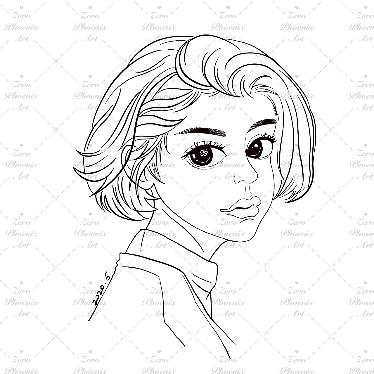 黑白头像线稿练习（图ZMzAwMjQwMjA0） - 创作习作 - 站酷设计师ZeroPhoenixArt原创素材 - 站酷ZCOOL