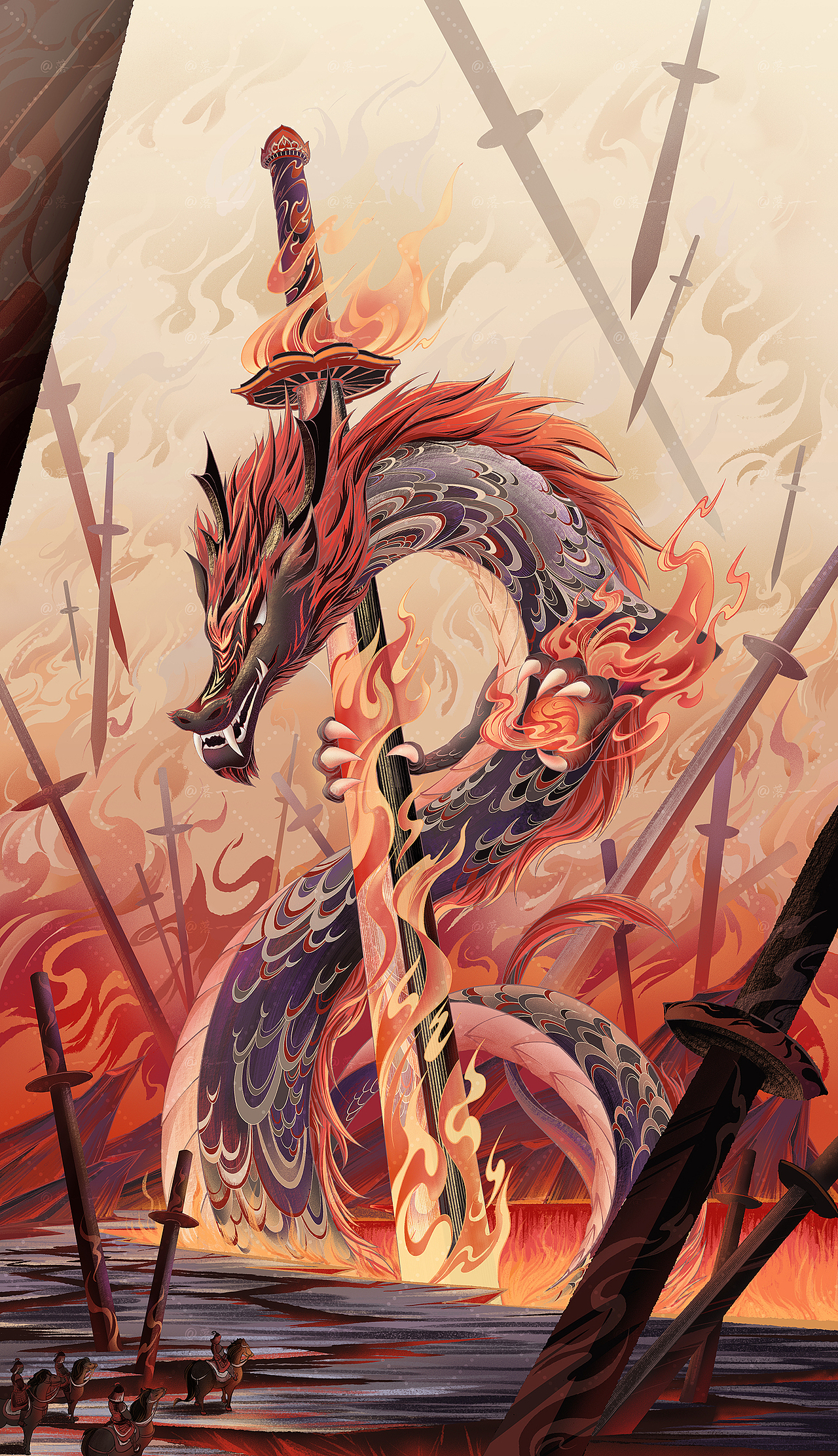 龙生九子 睚眦（图ZMzI0MTcyNzQ0） - 商业插画 - 站酷设计师落一一原创素材 - 站酷ZCOOL