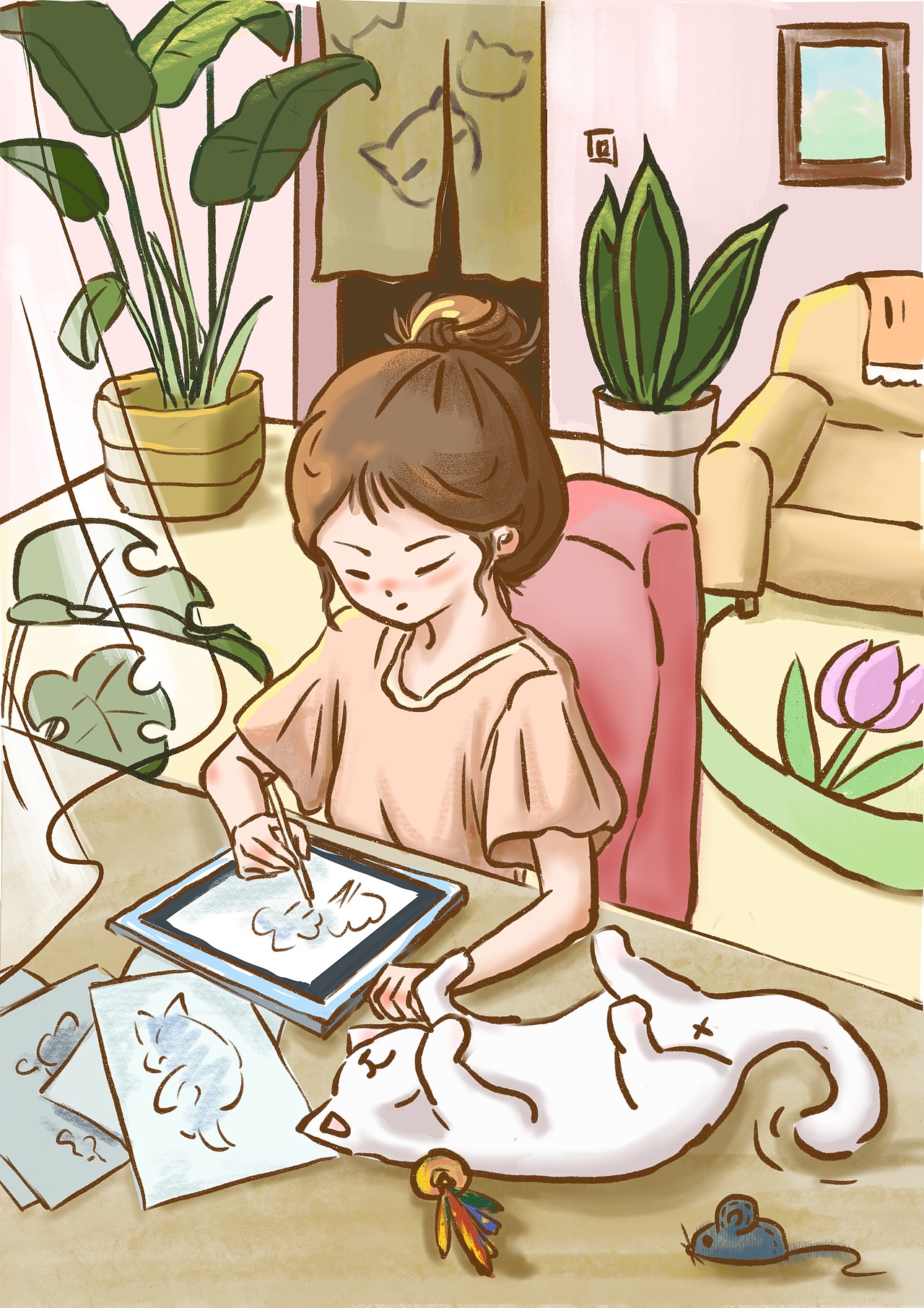 画与猫（图ZMzAyOTA5NjYw） - 商业插画 - 站酷设计师鹿安luan原创素材 - 站酷ZCOOL