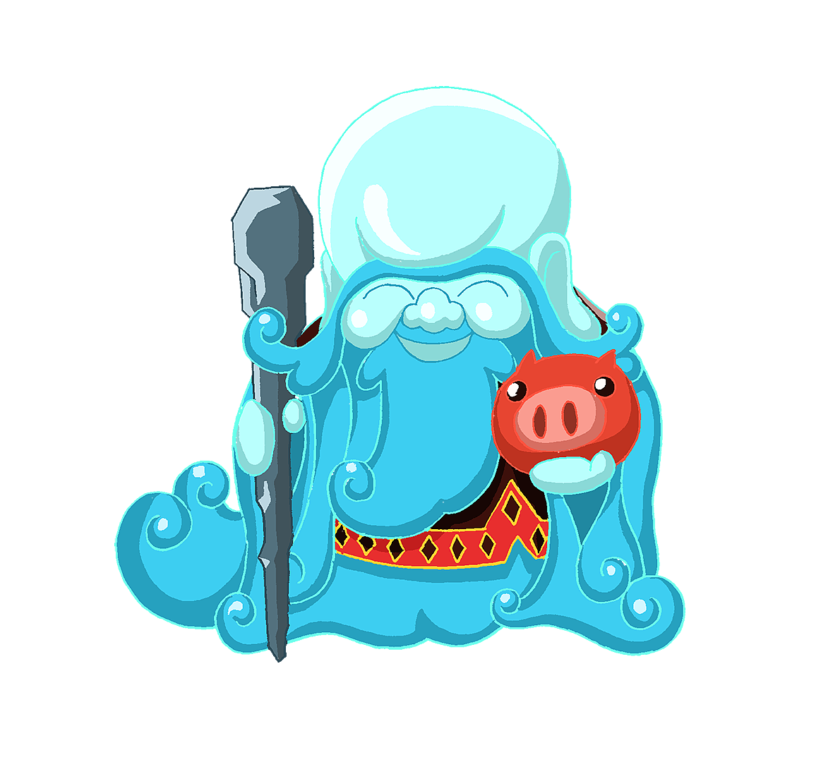 长寿河神卡通q版形象设计