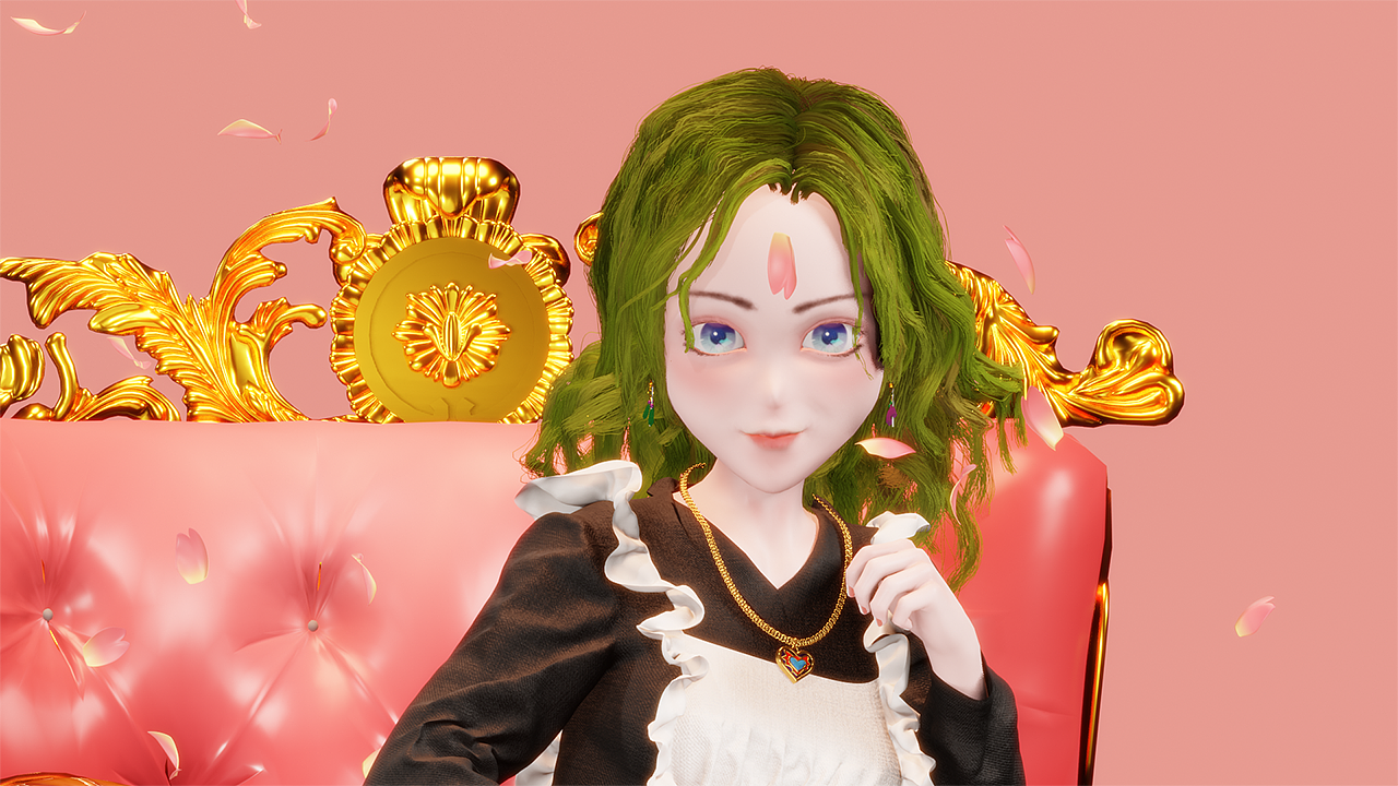 【blender】少女翻书，花瓣落下