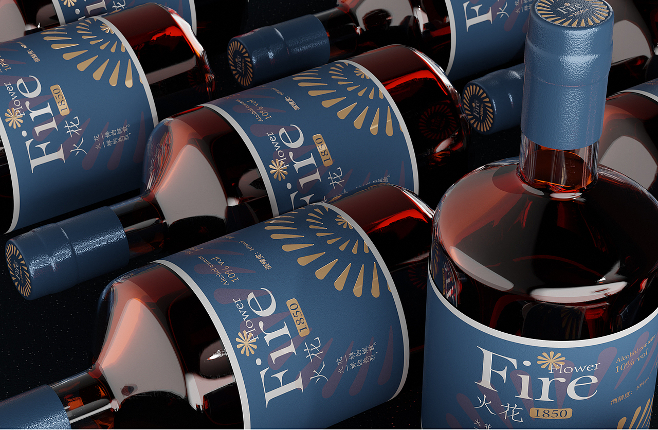 《无尽设计》花火-红酒包装设计/VI/渲染（图ZMzQ2MDQ3MDE2） - 包装 - 站酷设计师无尽1990原创素材 - 站酷ZCOOL