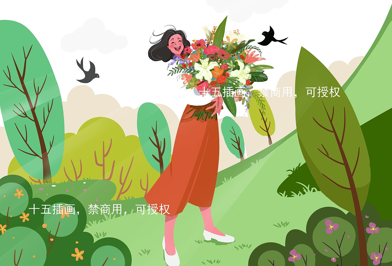 3.8妇女节,春日 扁平风插图