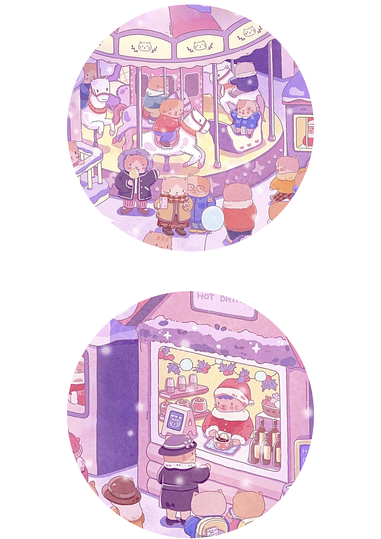 全景插画｜猫猫星球之冬季市集（图ZMzQwMjIwODU2） - 商业插画 - 站酷设计师YIWENSONG原创素材 - 站酷ZCOOL