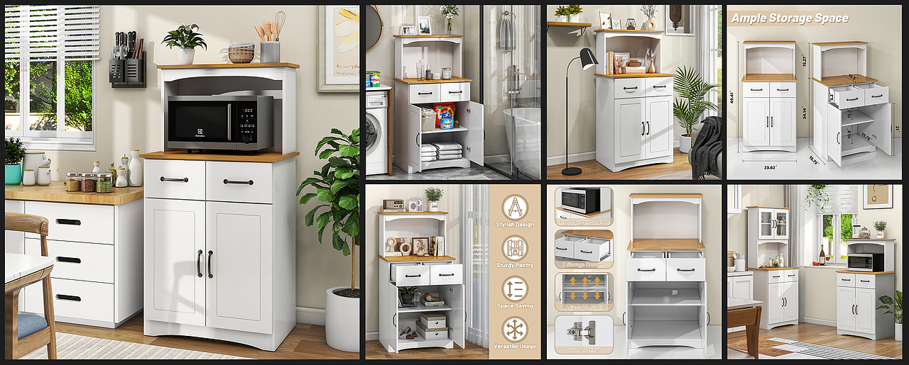 Amazon亚马逊主图建模渲染 厨房储物柜 家具类