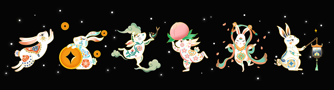 原创插画|兔子+纹样（图ZMzUyNzcwMzI0） - 创作习作 - 站酷设计师鱼叁喵原创素材 - 站酷ZCOOL