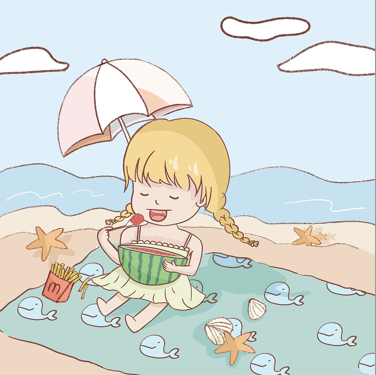 海滩小女孩（图ZMzAyNjE2NzE2） - 创作习作 - 站酷设计师安月白原创素材 - 站酷ZCOOL