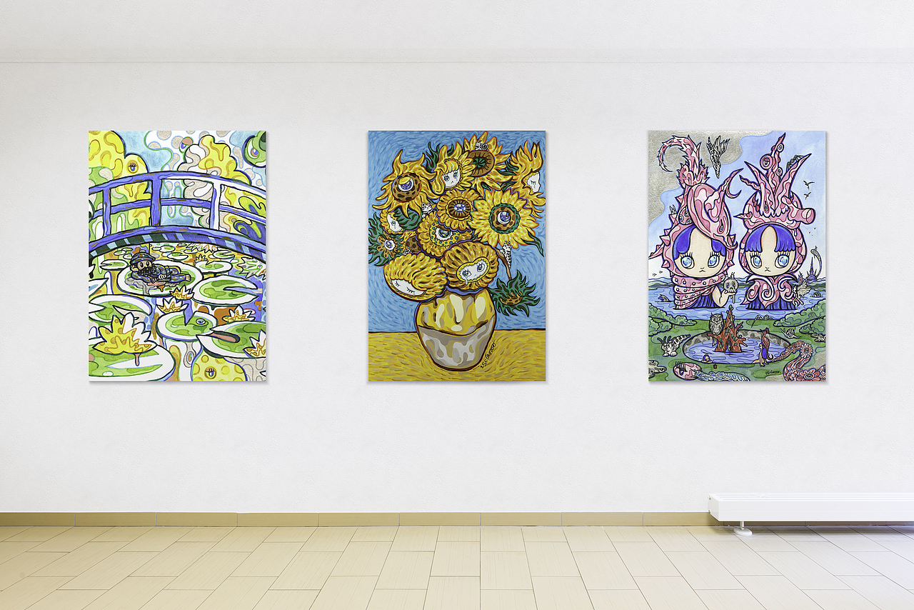 #世界名画100# 流动色彩重构世界名画