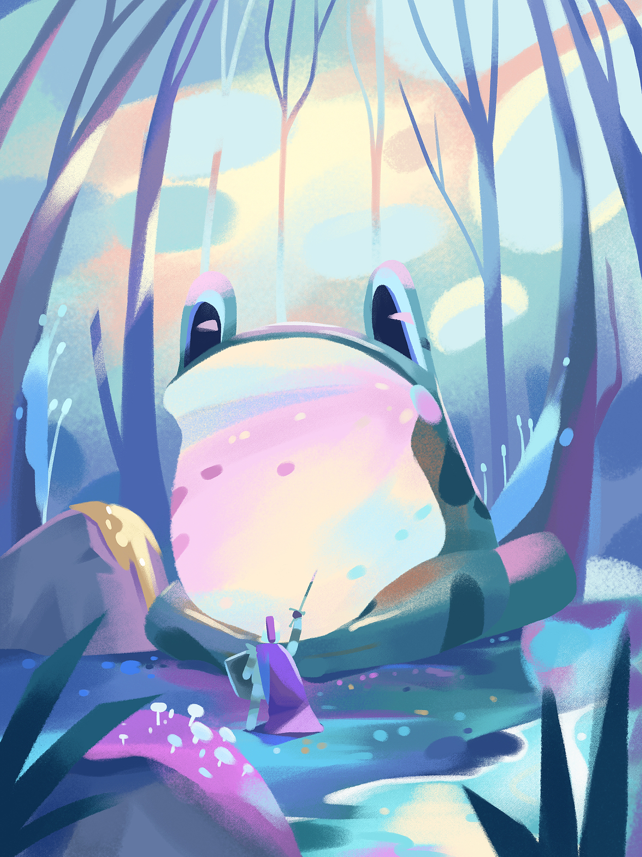 临摹鬼画胡子老师——彩色青蛙