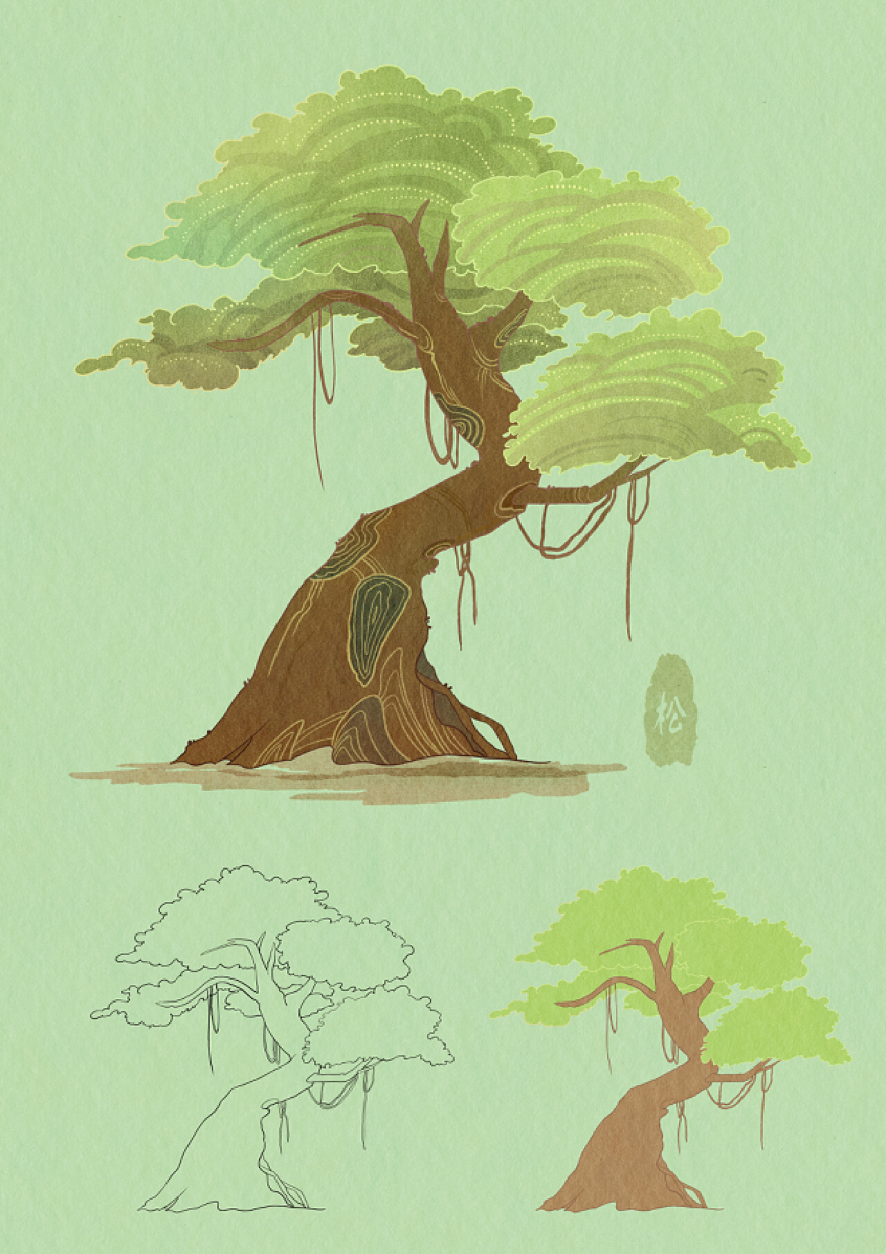 水彩树的几种不同画法~插画师：inksnthings - 堆糖，美图壁纸兴趣社区