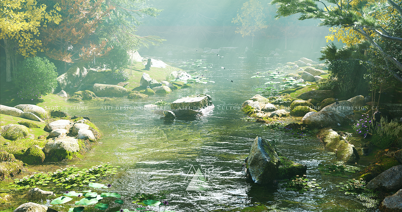 場景設(shè)計(jì)|意境石景流水水霧效果圖（圖ZMzM3NTU5ODYw） - 景觀設(shè)計(jì) - 站酷設(shè)計(jì)師AT設(shè)計(jì)局原創(chuàng)素材 - 站酷ZCOOL