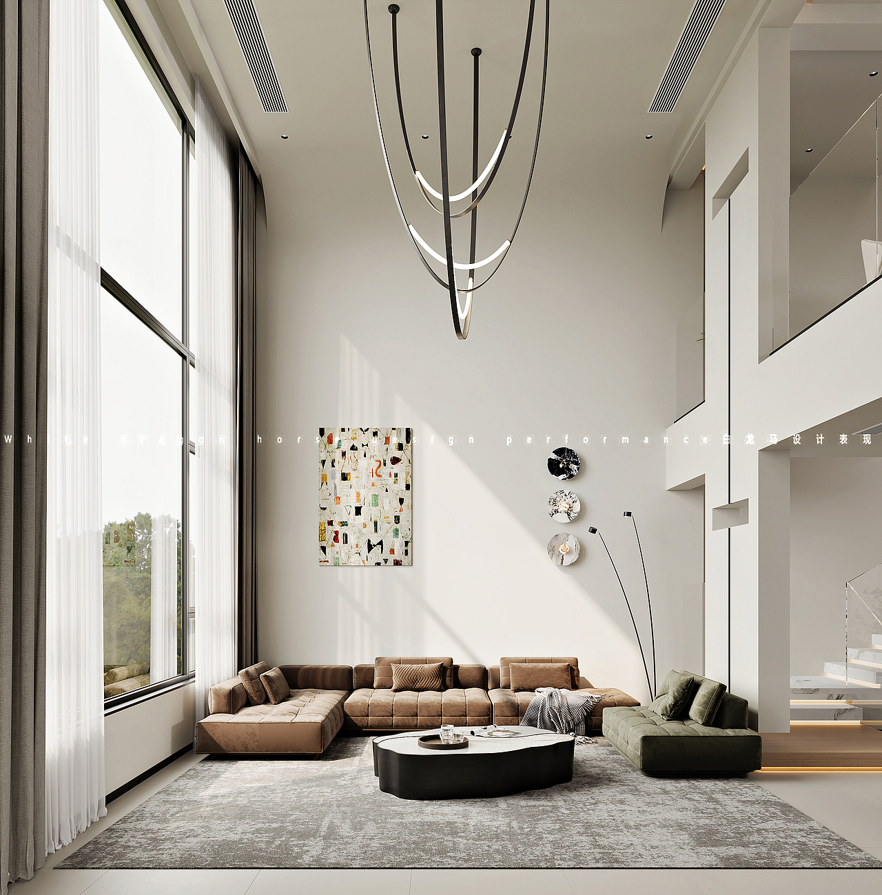 挑空别墅—白龙马效果图（图ZMzY4NjMzODQ0） - 家装设计 - 站酷设计师白龙马效果图小雪原创素材 - 站酷ZCOOL