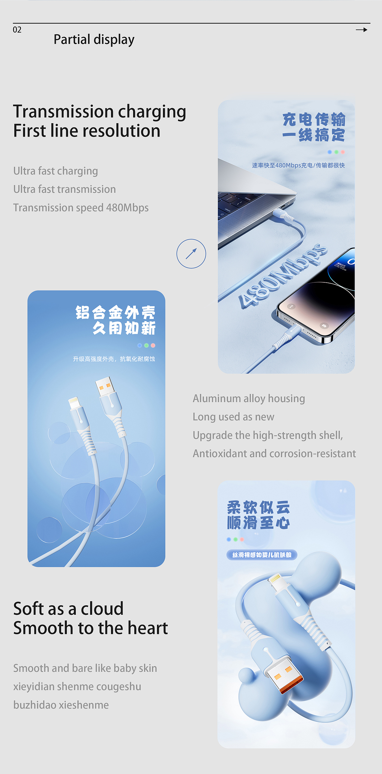 液态硅胶数据线详情渲染