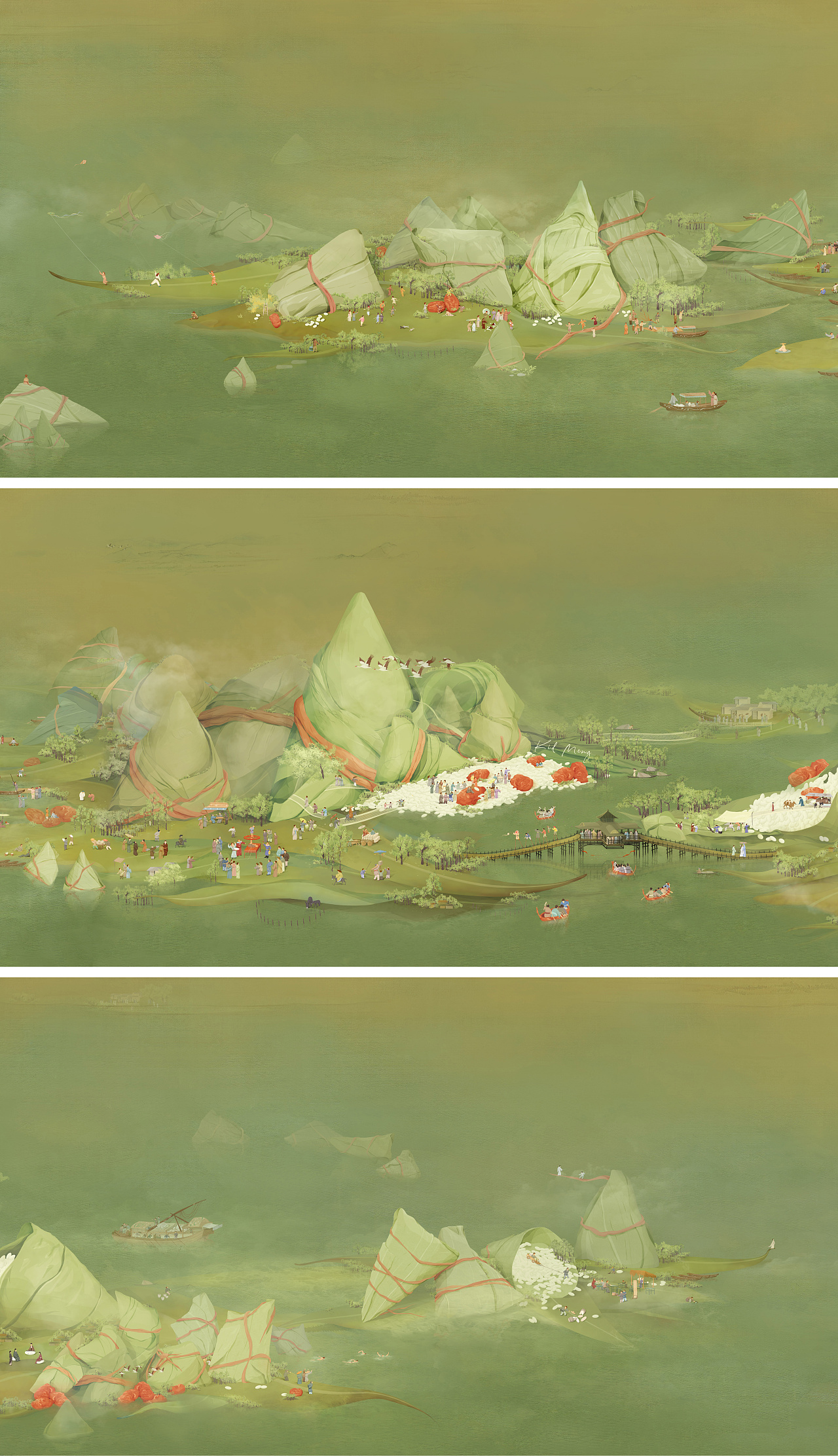 端宴｜一卷序幕的山水赞歌（图ZMzA1MTU0MzE2） - 商业插画 - 站酷设计师孟柏杨原创素材 - 站酷ZCOOL
