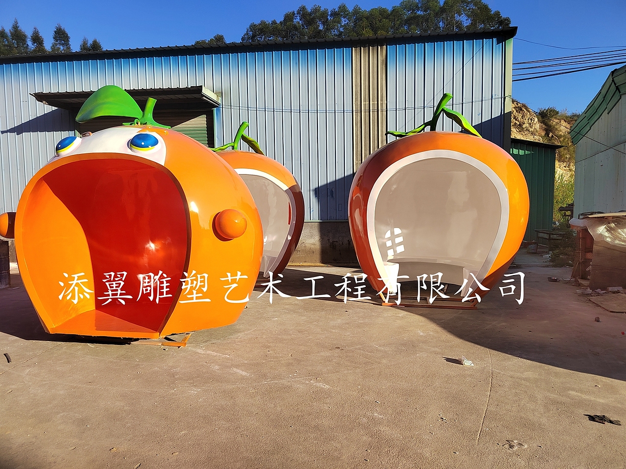 阳光下的味道,玻璃钢蜜橙造型屋雕塑不只是甜一点