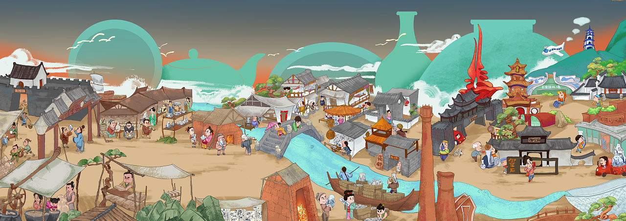 千年瓷都（图ZMzE1MDIyODc2） - 商业插画 - 站酷设计师挑着灯拿着剑原创素材 - 站酷ZCOOL