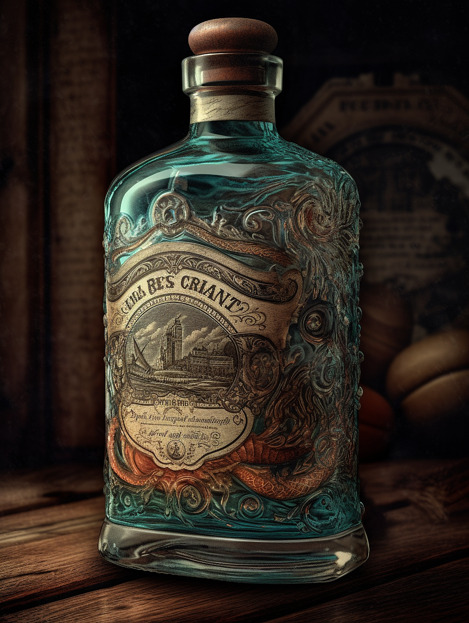 AI灵感-复古插画风洋酒包装