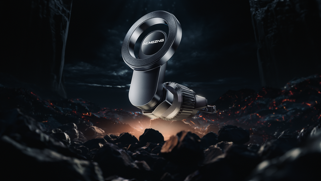 赛博暗色调科技磁吸车载支架