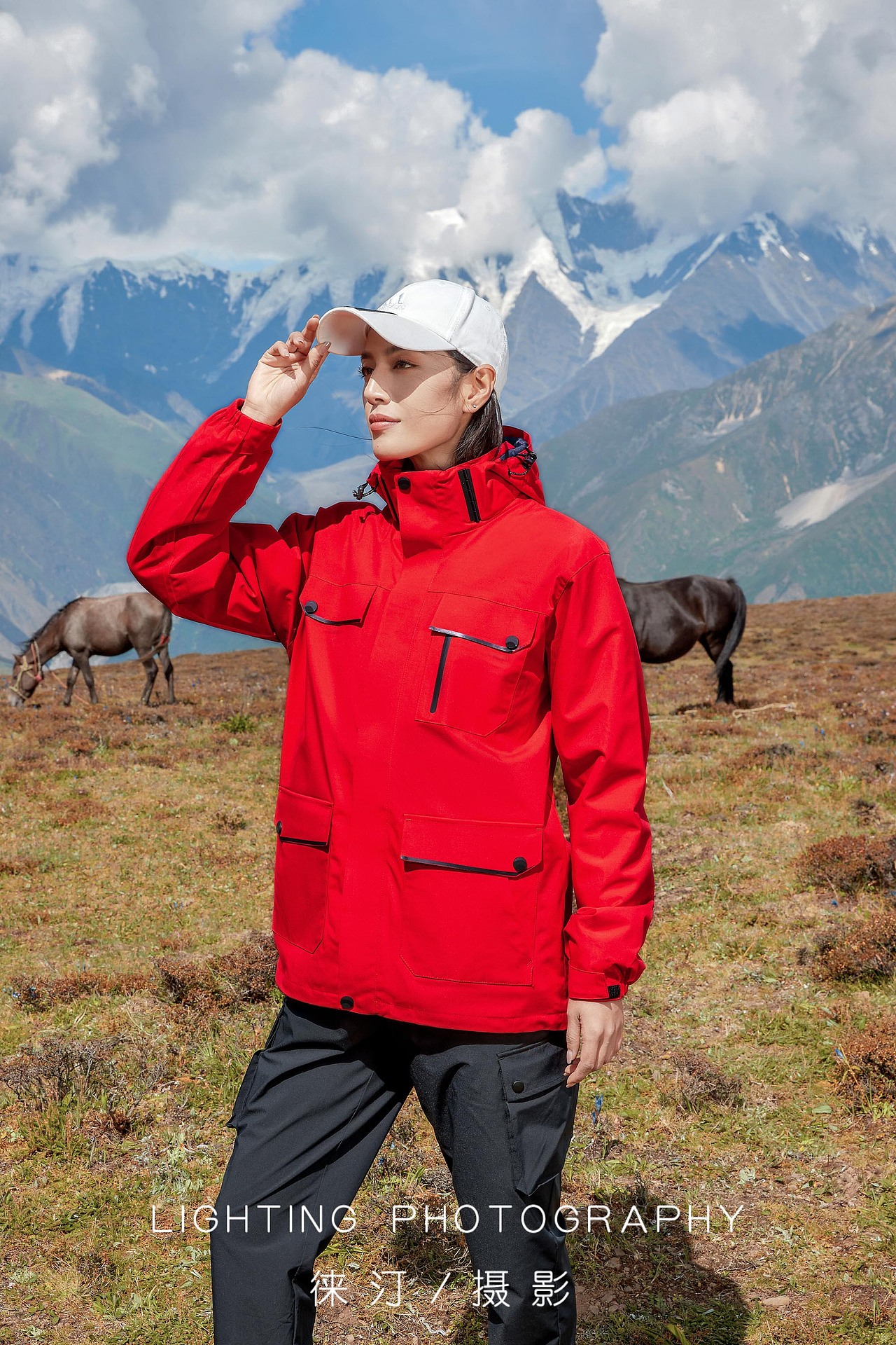 冲锋衣拍摄,户外服装摄影,川西拍摄,露营拍摄