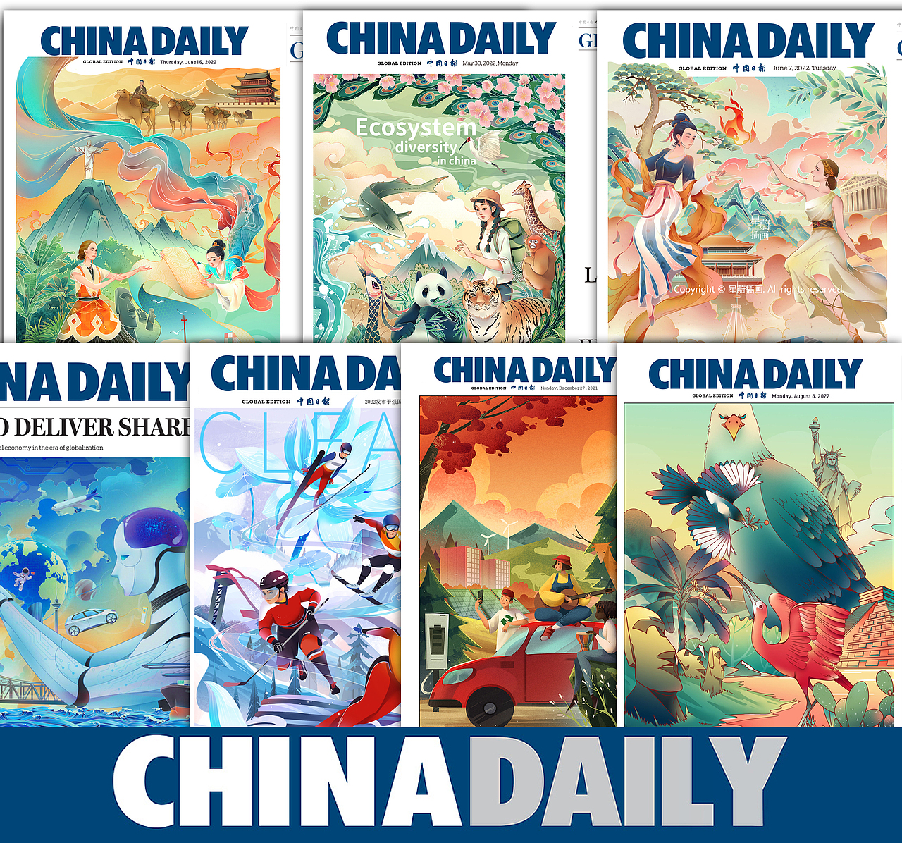 星蔚插画 | 中国日报《ChinaDaily》海外版近期合辑（图ZMzEzNzc2Mjc2） - 商业插画 - 站酷设计师星蔚插画原创素材 - 站酷ZCOOL