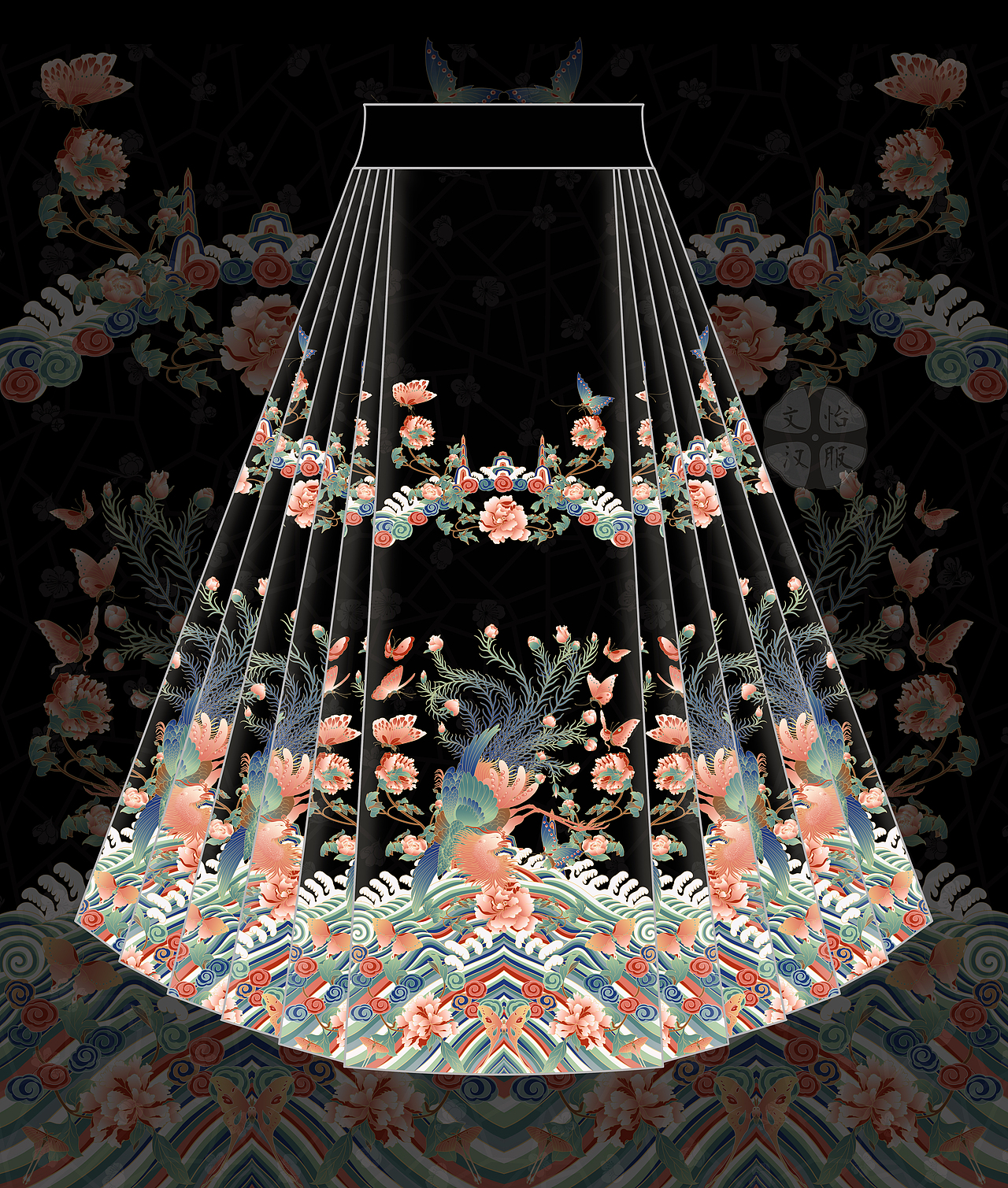 马面裙凤穿牡丹设计稿待出