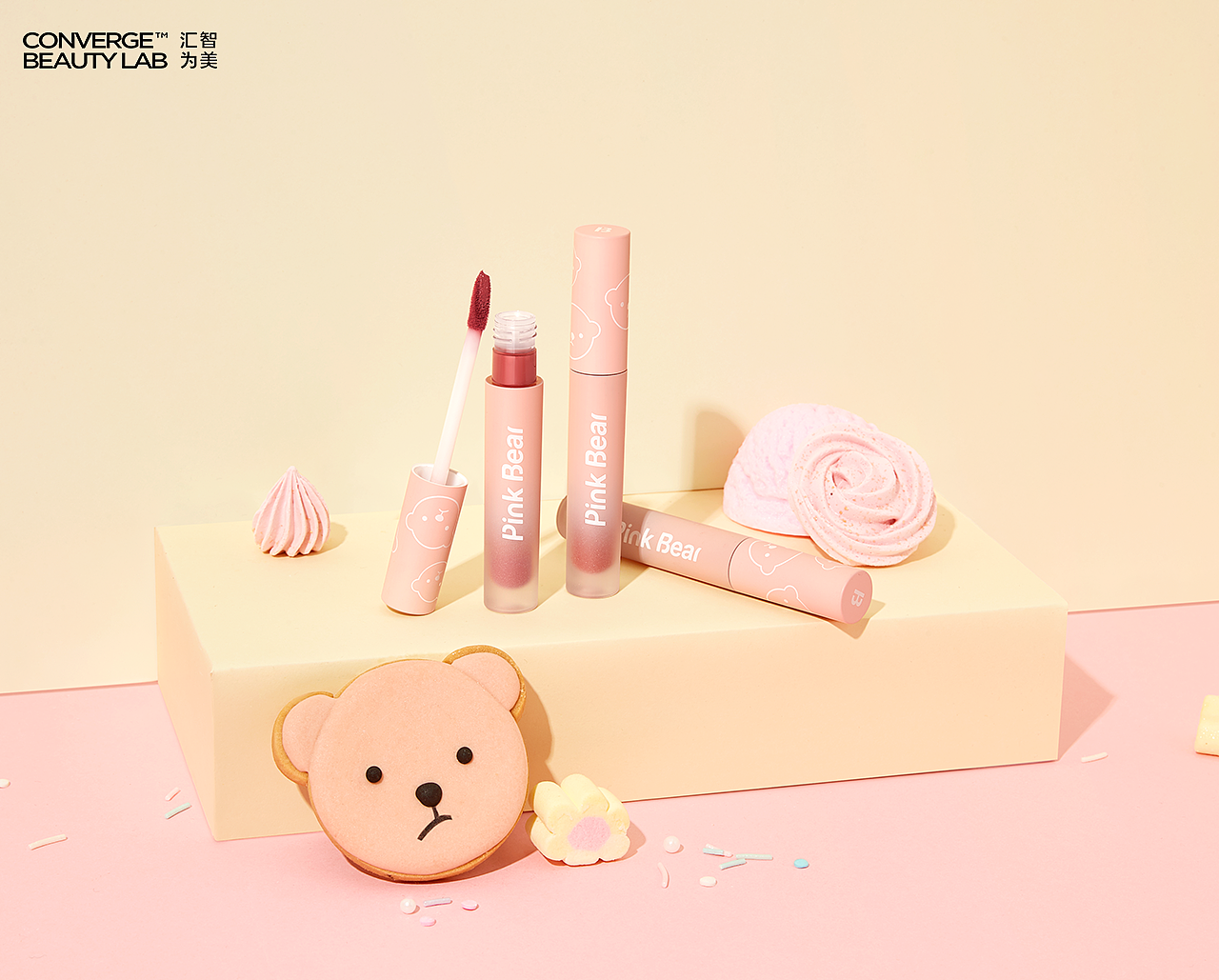 汇智为美 | 产品摄影|Pink Bear.唇妆系列产品创意图
