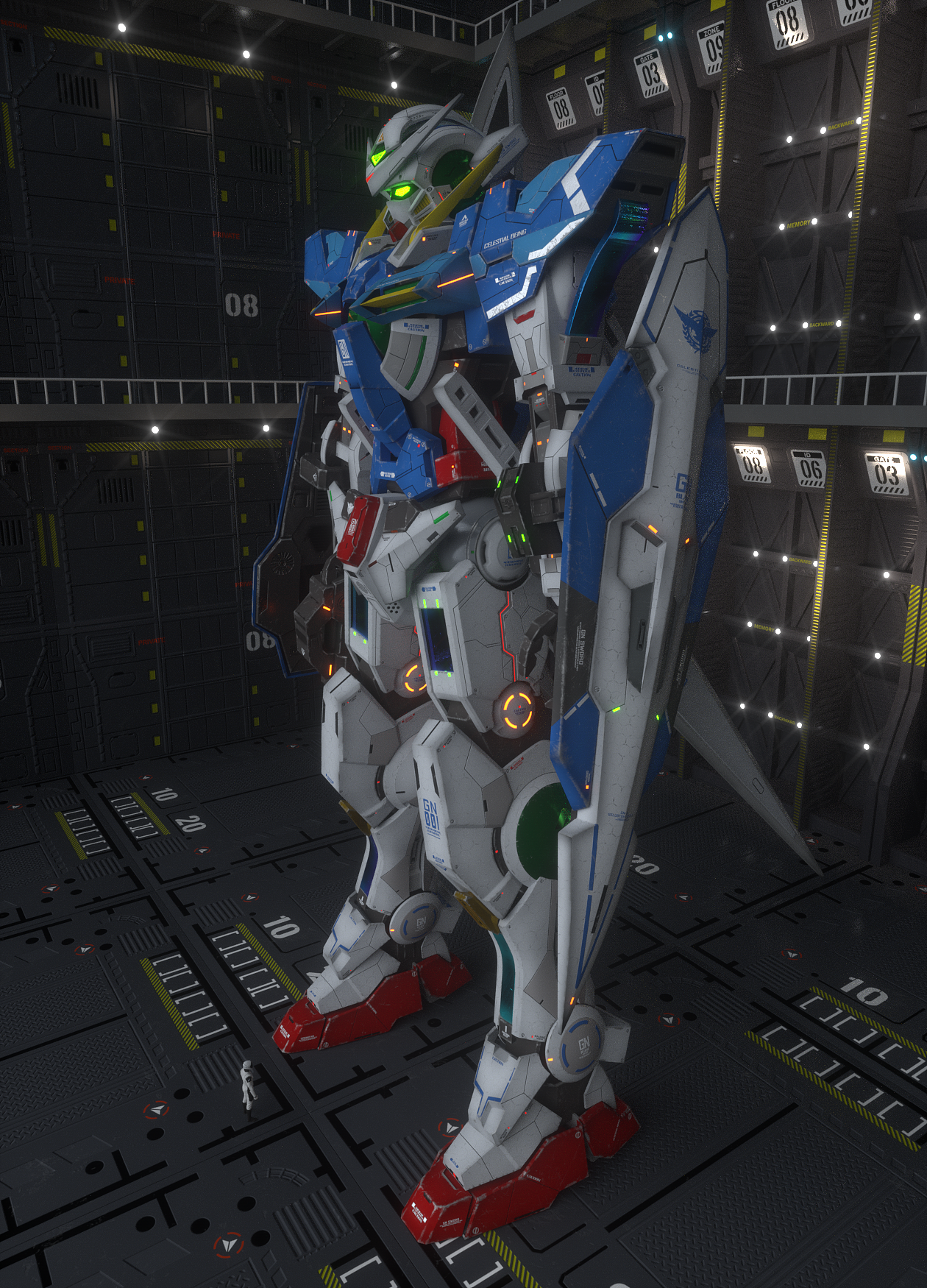 【原创C4D三维建模高达渲染】机动战士00能天使