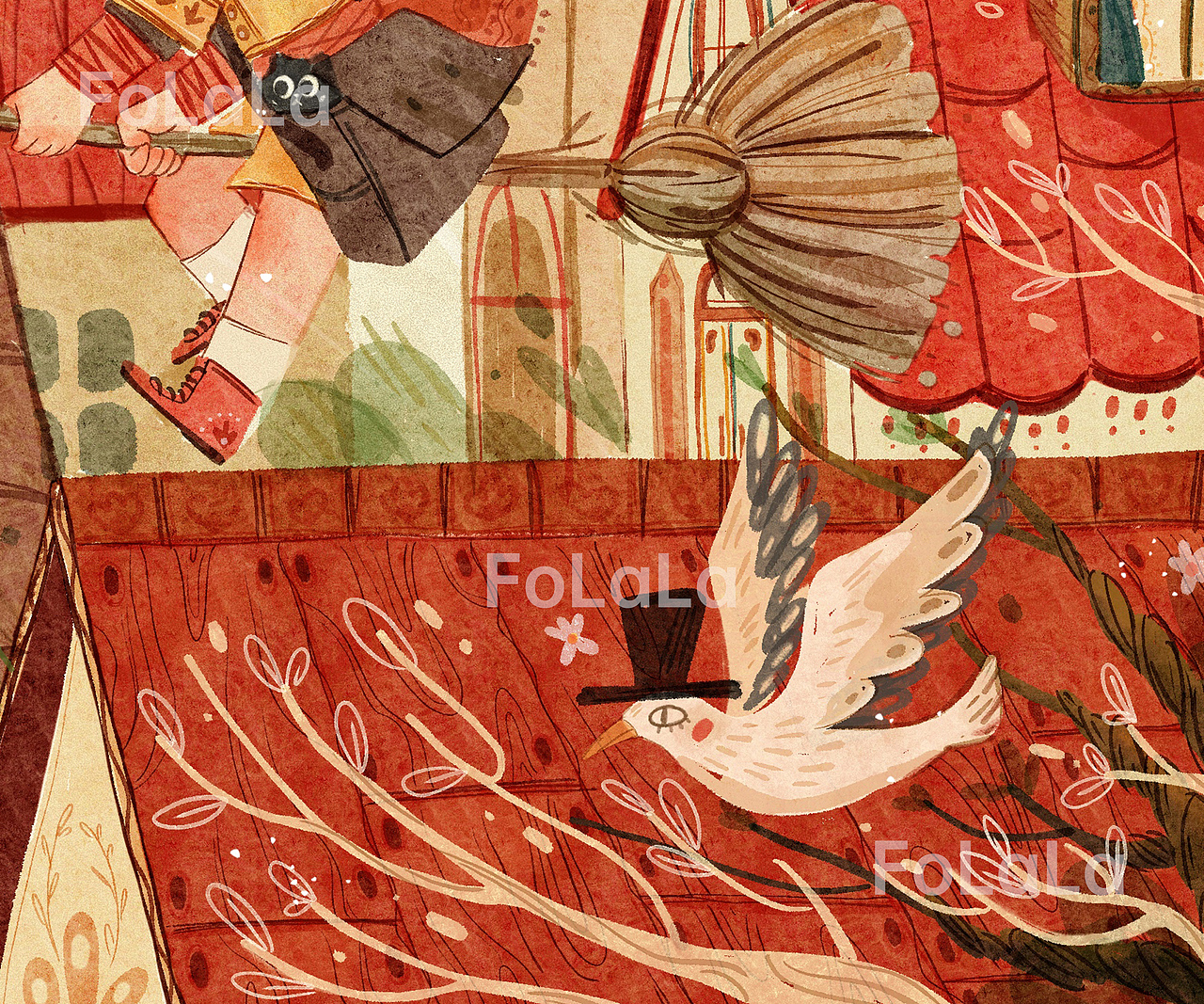 魔女系列05：原创插画-魔女邮差使（图ZMzIxODMwOTYw） - 儿童插画 - 站酷设计师Folala一二原创素材 - 站酷ZCOOL