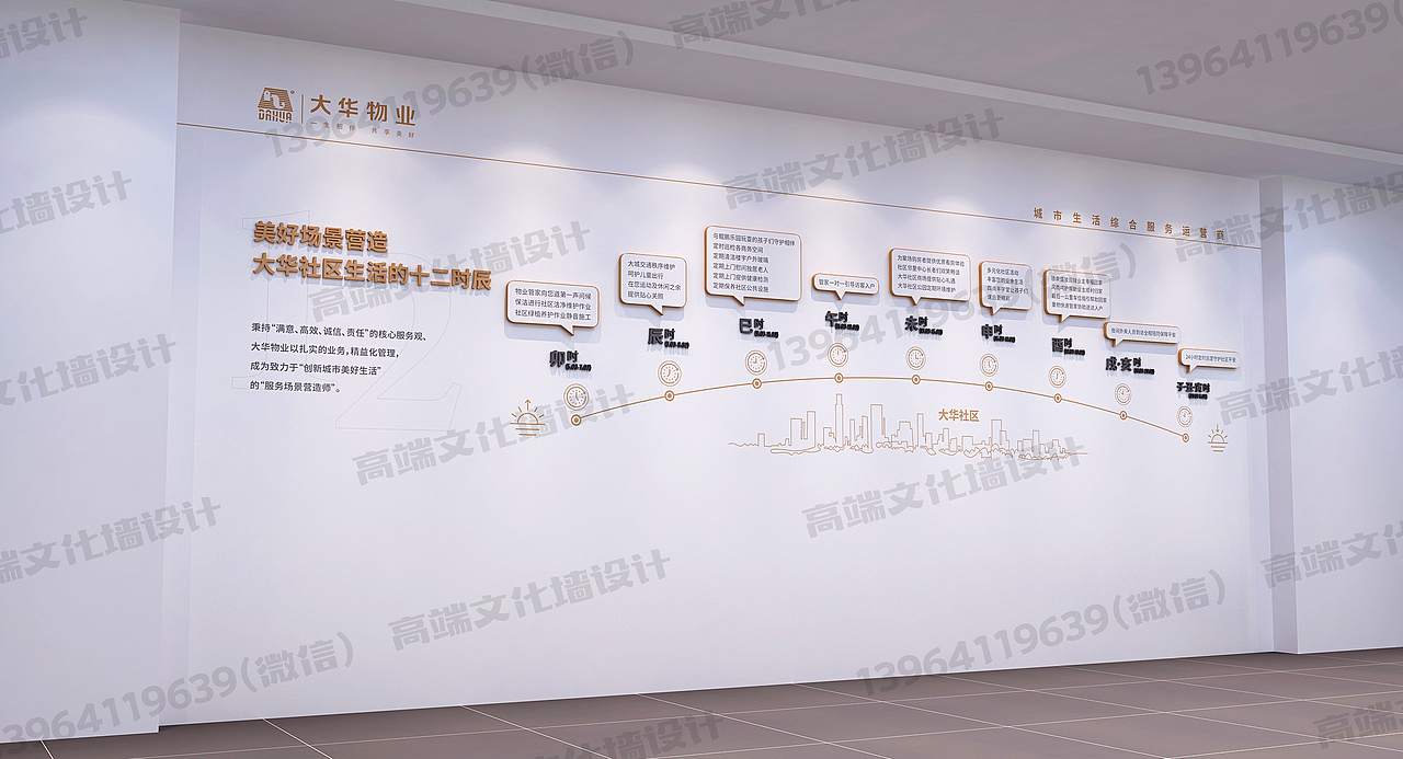 高端文化墙案例(三)—上海大华物业文化墙案例