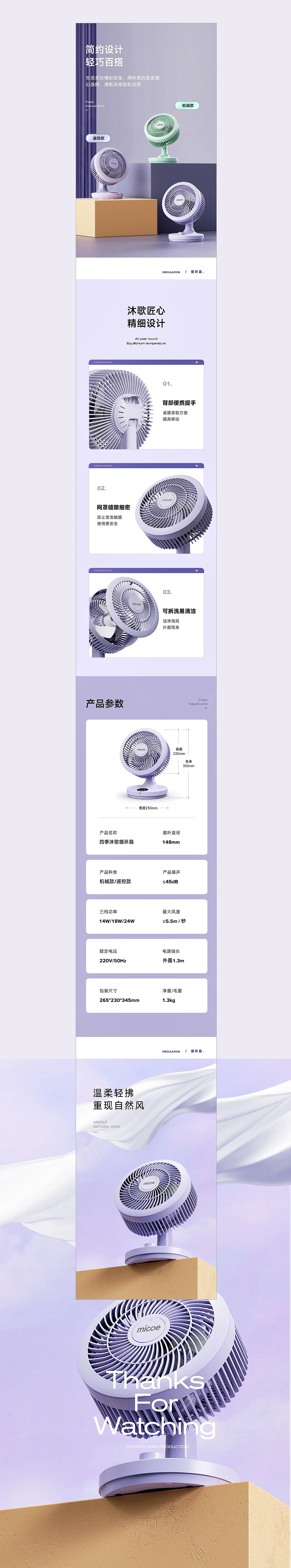 电商详情 | 四季沐歌桌面风扇