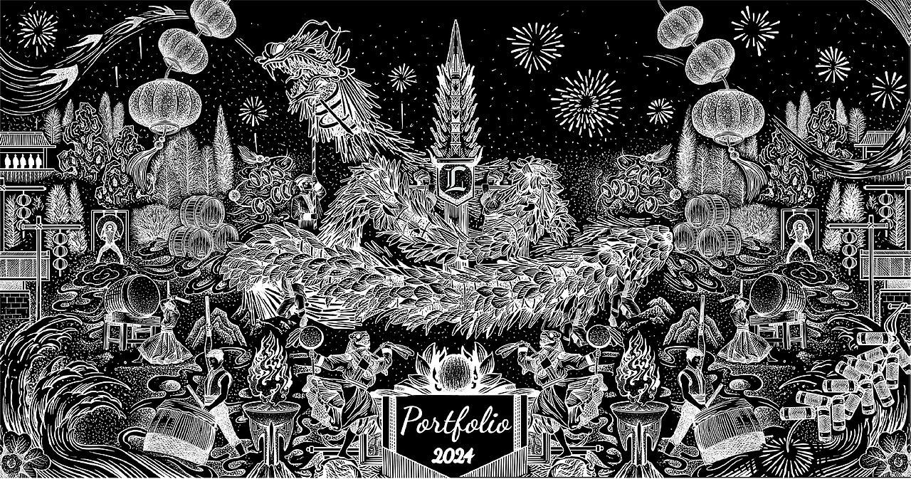 甲辰年新年插画（图ZMzYxOTU0MDQw） - 艺术插画 - 站酷设计师肆一SIYI原创素材 - 站酷ZCOOL