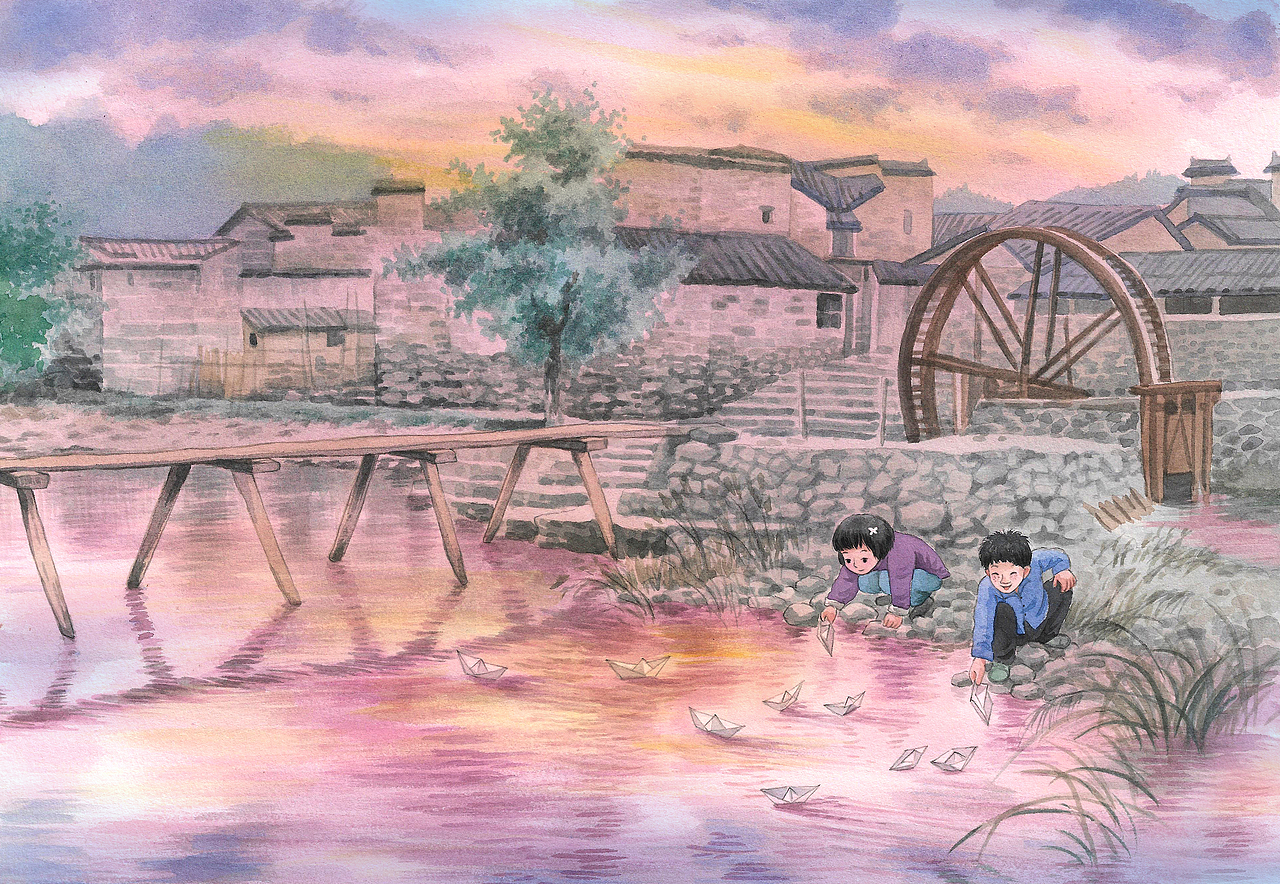 水巷人家故事系列(水彩插图)