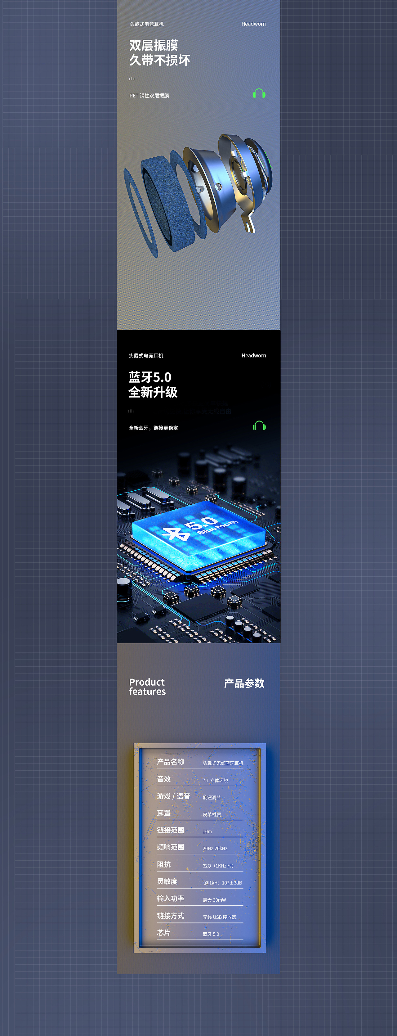 头戴式耳机详情页（图ZMzYwNjY1NTU2） - 电商 - 站酷设计师小曦称霸一方原创素材 - 站酷ZCOOL