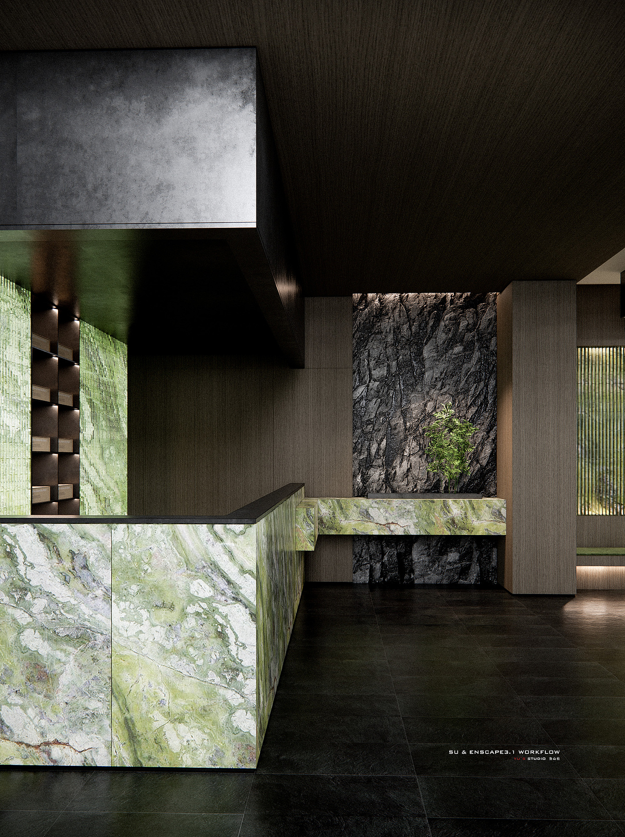 竹之茶 茶饮店设计SU-ENSPCAPE工作流